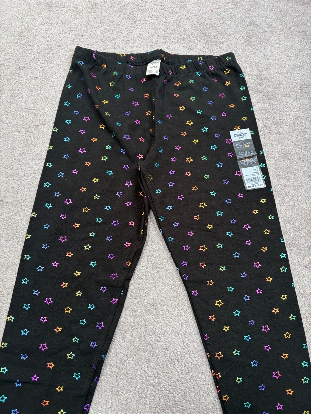 Girls Black Star Leggings 10/12 NEW